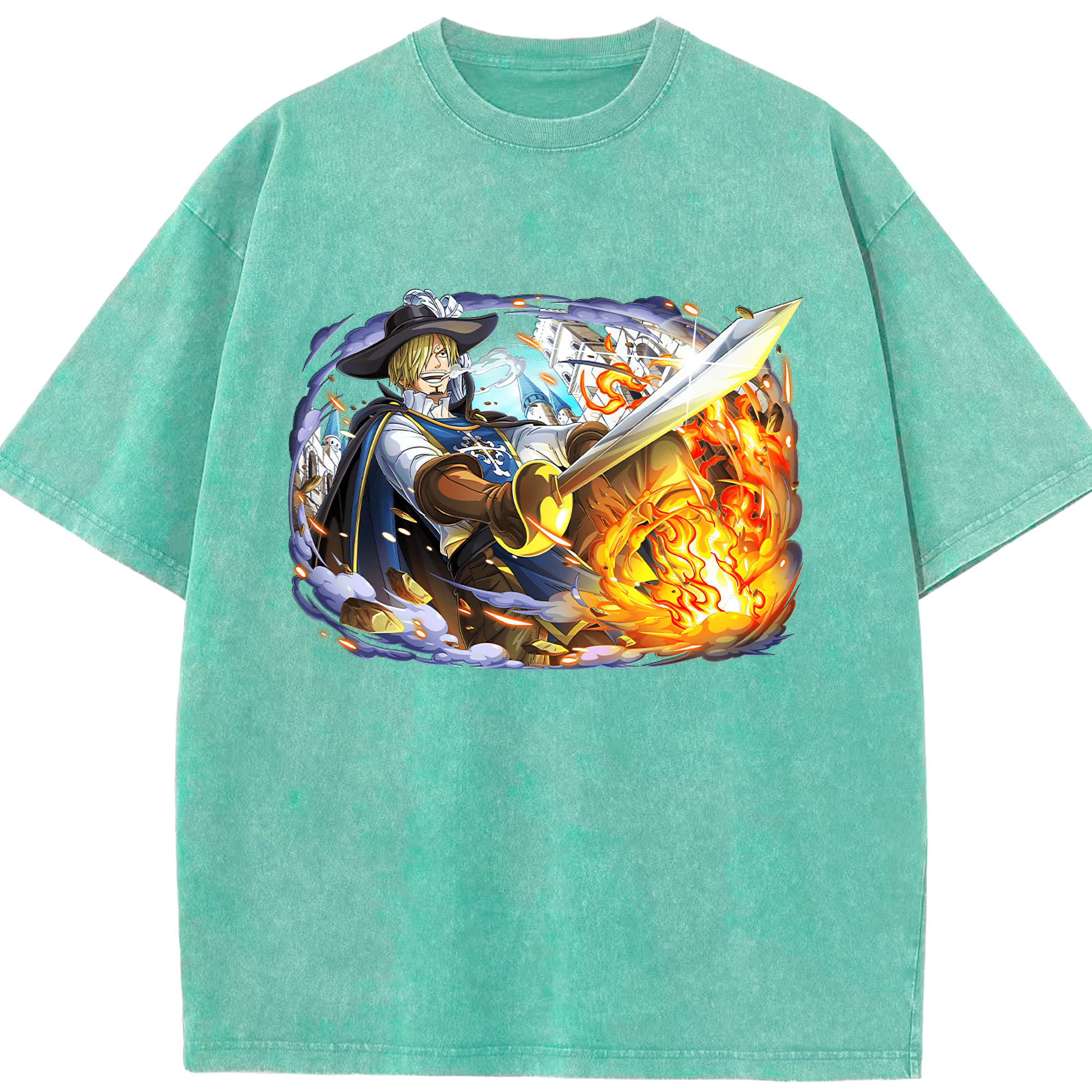 ワンピース サンジ ONE PIECE Sanji 綿100% ヴィンテージ風 半袖Tシャツ（フロントプリント）